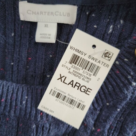 Charter Club Womnes Button-Shoulder Cable-Knit Whimsy Sweater XL Pullover New - Picture 3 of 8
